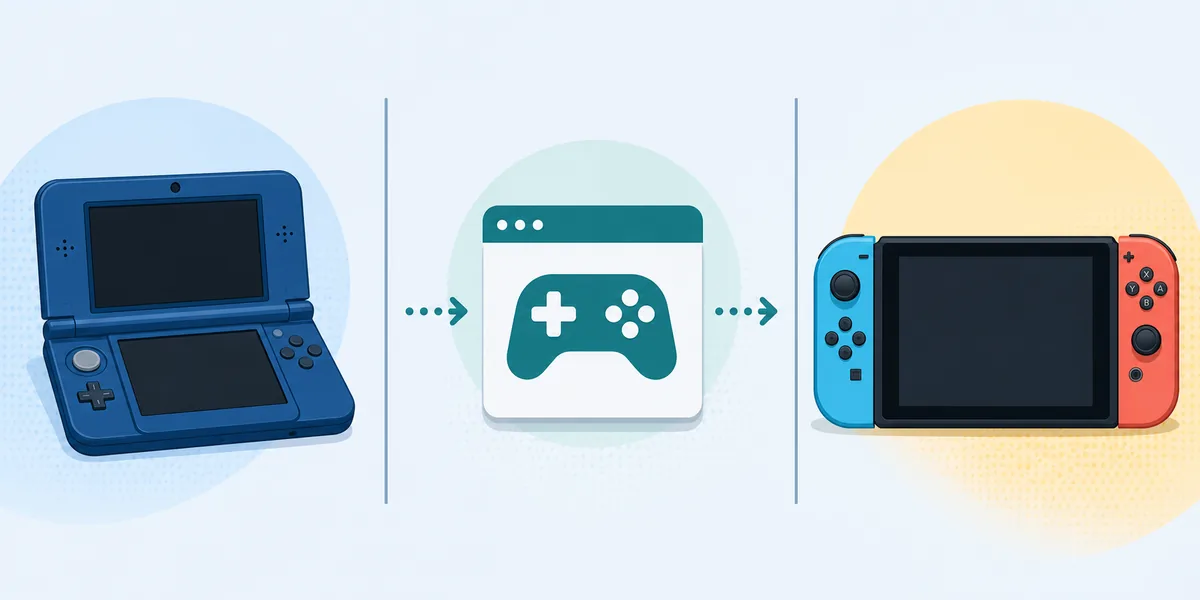 Editorial illustration separating Citra 3DS emulator context from Switch and game file claims for Tomodachi Life