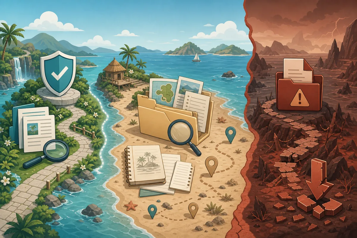 Editorial source-boundary graphic separating official information, fan notes, and risky APK or file claims