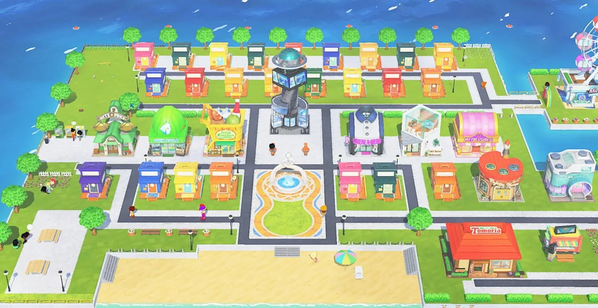 Official Tomodachi Life Living the Dream island map with homes shops and beach